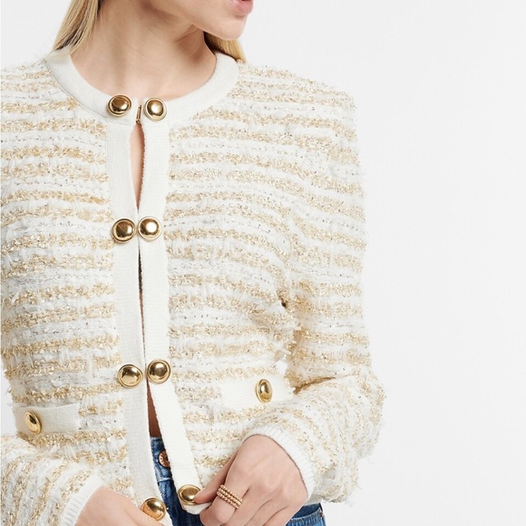 Chic Cream & Gold Women's Jacket - Picture 3 of 5